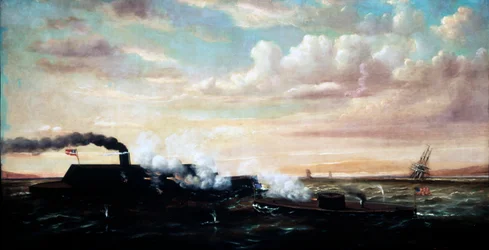 Batalla de los Ironclads Monitor y Merrimac, 9 de marzo de 1862, 1877